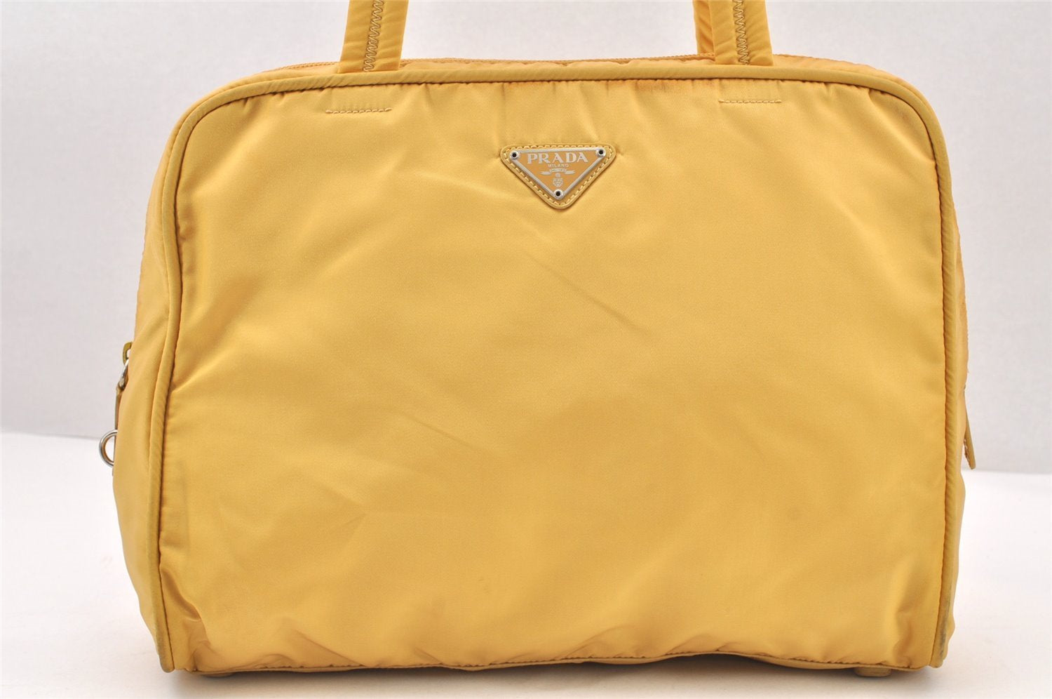 Authentic PRADA Nylon Tessuto Leather Shoulder Hand Bag Purse Yellow 6217K