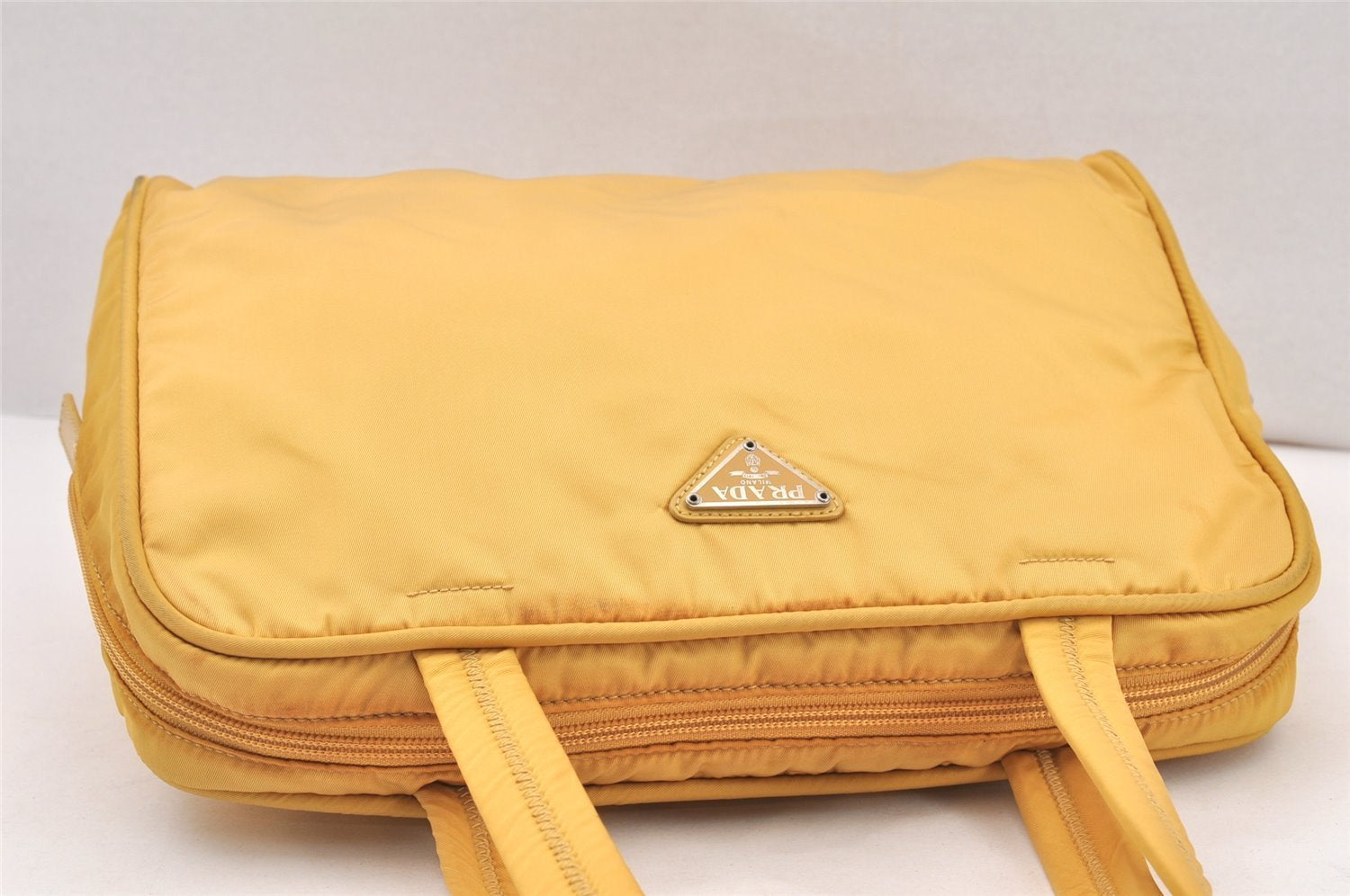 Authentic PRADA Nylon Tessuto Leather Shoulder Hand Bag Purse Yellow 6217K