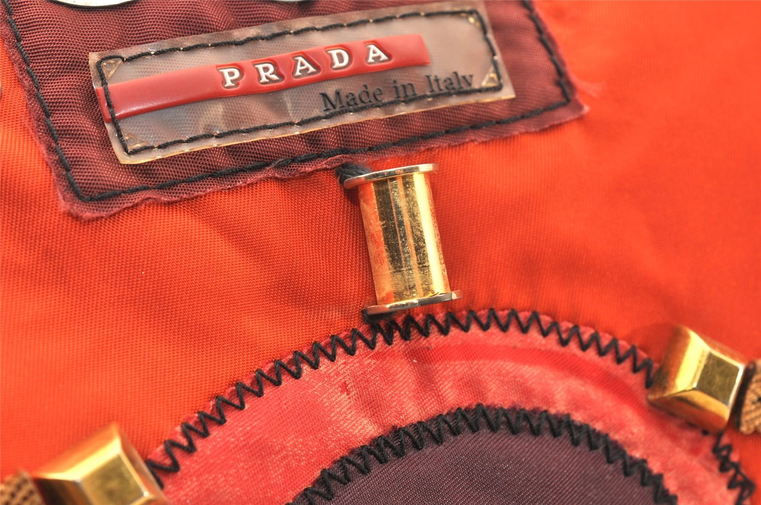 Authentic PRADA Vintage Nylon Tessuto Shoulder Tote Bag Orange 6218K