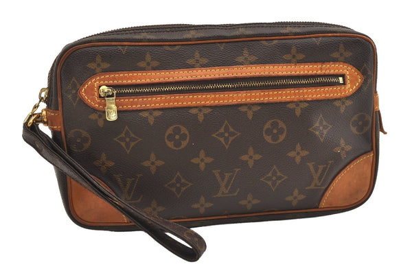 Authentic Louis Vuitton Monogram Marly Dragonne GM M51825 Clutch Hand Bag 6220J