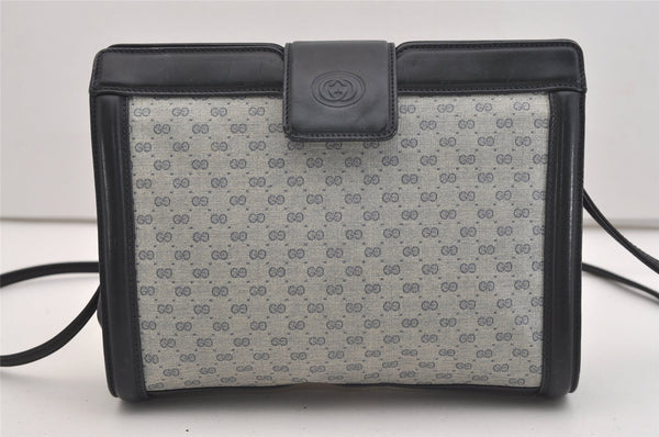 Authentic GUCCI Micro GG PVC Leather Shoulder Cross Body Bag Navy Junk 6222J