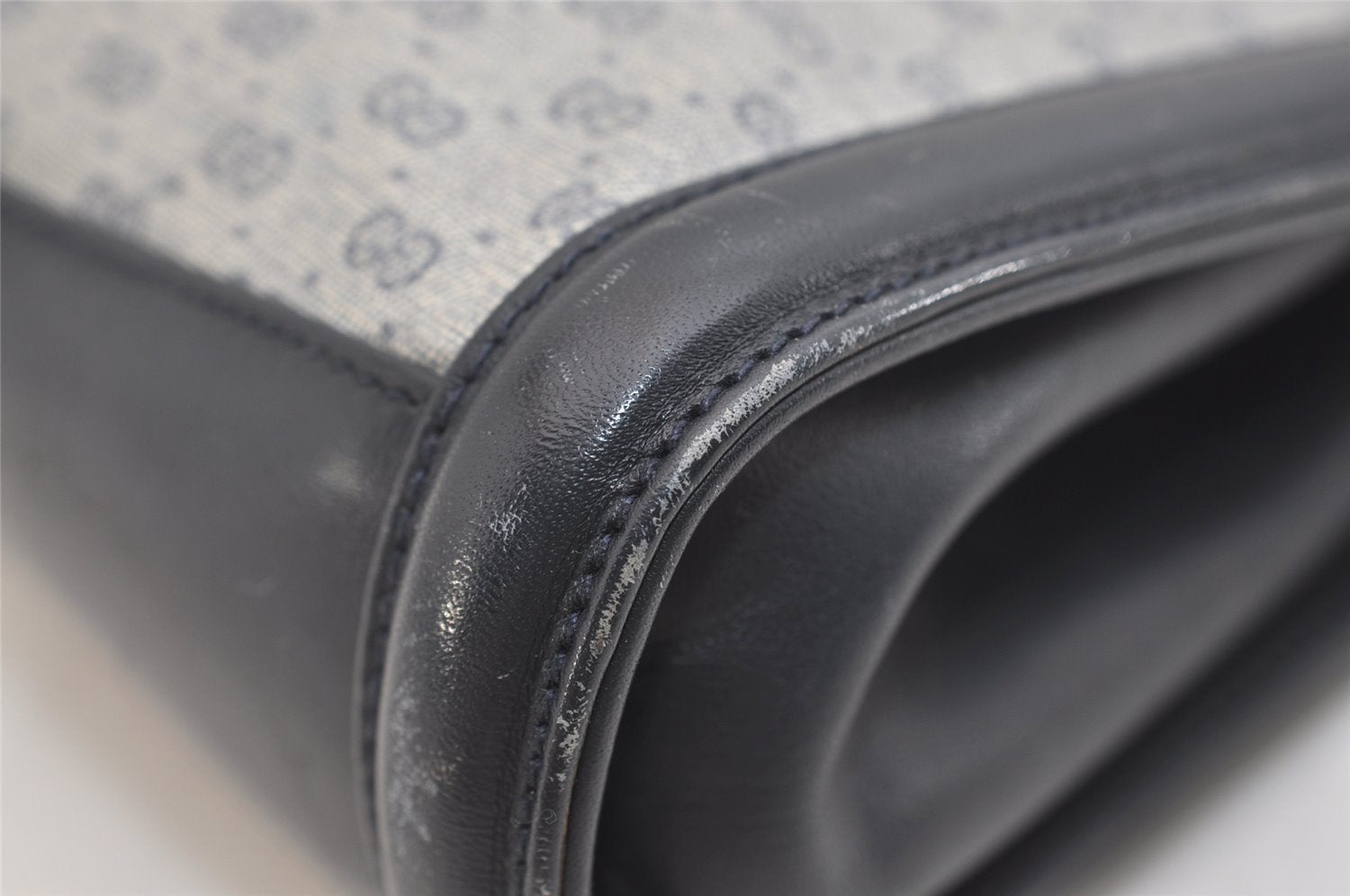 Authentic GUCCI Micro GG PVC Leather Shoulder Cross Body Bag Navy Junk 6222J