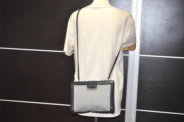 Authentic GUCCI Micro GG PVC Leather Shoulder Cross Body Bag Navy Junk 6222J