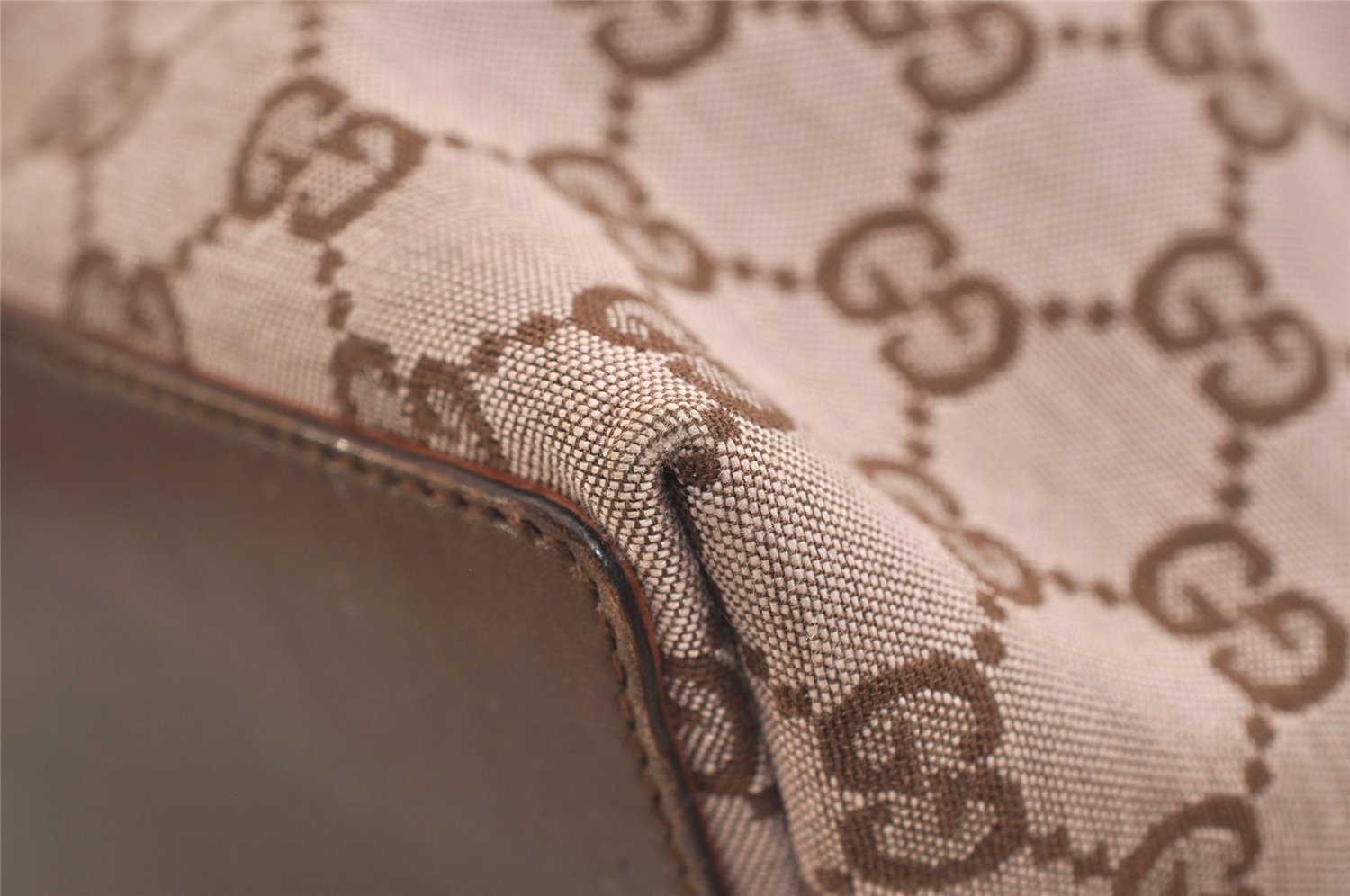 Authentic GUCCI Vintage Shoulder Tote Bag GG Canvas Leather 0021097 Brown 6223J