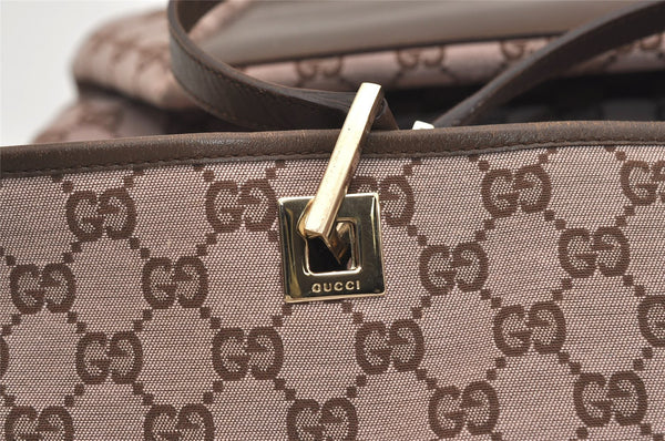 Authentic GUCCI Vintage Shoulder Tote Bag GG Canvas Leather 0021097 Brown 6223J