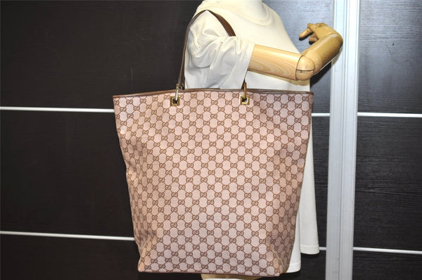 Authentic GUCCI Vintage Shoulder Tote Bag GG Canvas Leather 0021097 Brown 6223J