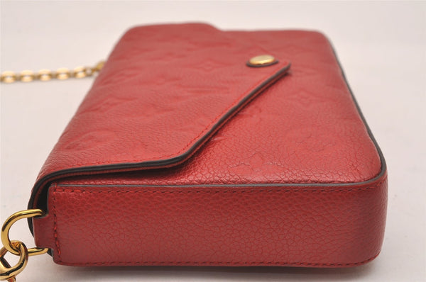 Auth Louis Vuitton Monogram Empreinte Pochette Felice Shoulder Bag Red LV 6224J