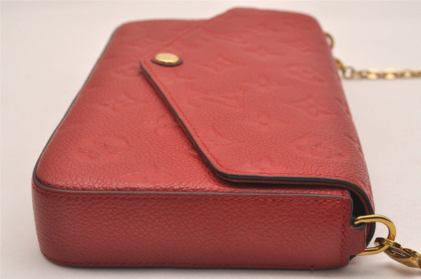 Auth Louis Vuitton Monogram Empreinte Pochette Felice Shoulder Bag Red LV 6224J