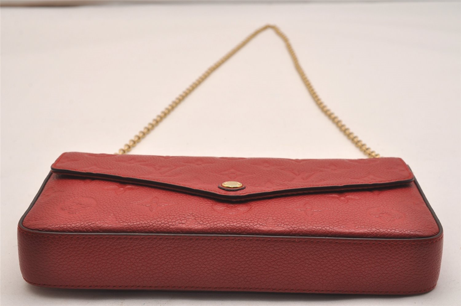 Auth Louis Vuitton Monogram Empreinte Pochette Felice Shoulder Bag Red LV 6224J