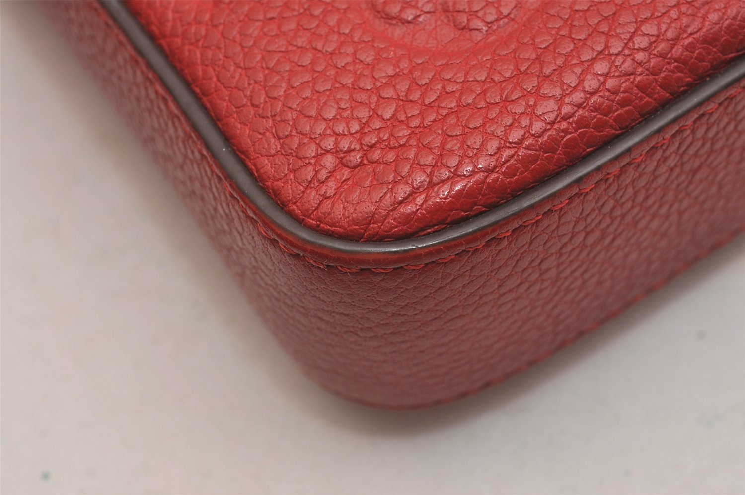 Auth Louis Vuitton Monogram Empreinte Pochette Felice Shoulder Bag Red LV 6224J