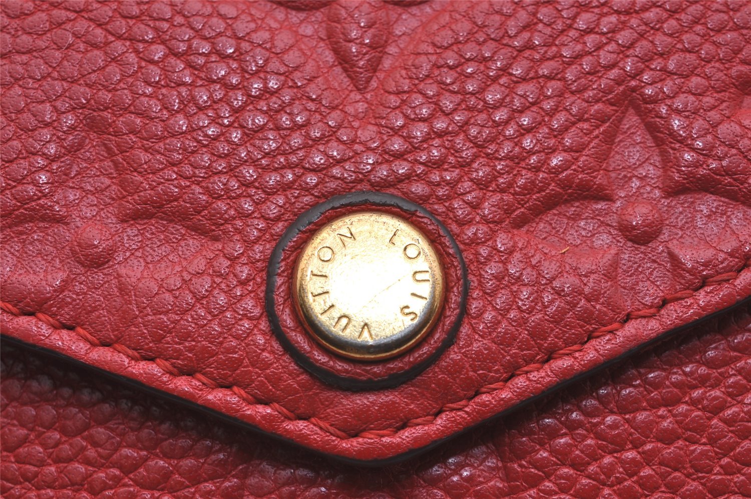 Auth Louis Vuitton Monogram Empreinte Pochette Felice Shoulder Bag Red LV 6224J