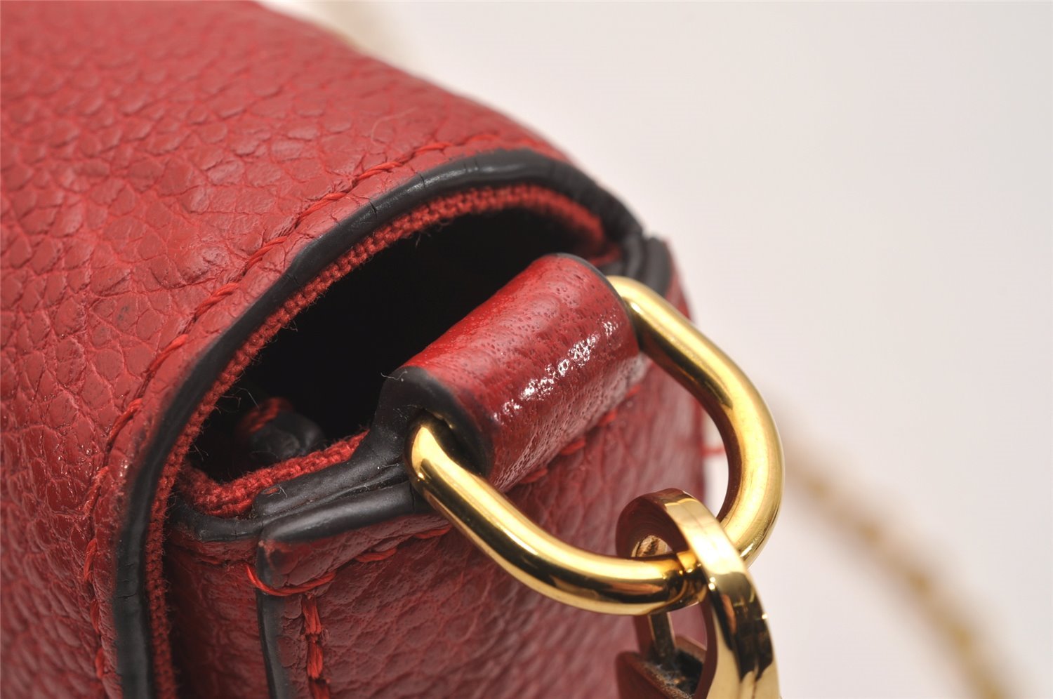 Auth Louis Vuitton Monogram Empreinte Pochette Felice Shoulder Bag Red LV 6224J