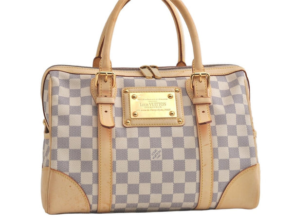 Authentic Louis Vuitton Damier Azur Berkeley Hand Boston Bag N52001 LV 6224K