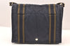 Authentic HERMES Fourre Tout Bassus PM Shoulder Cross Bag Canvas Navy Blue 6225K