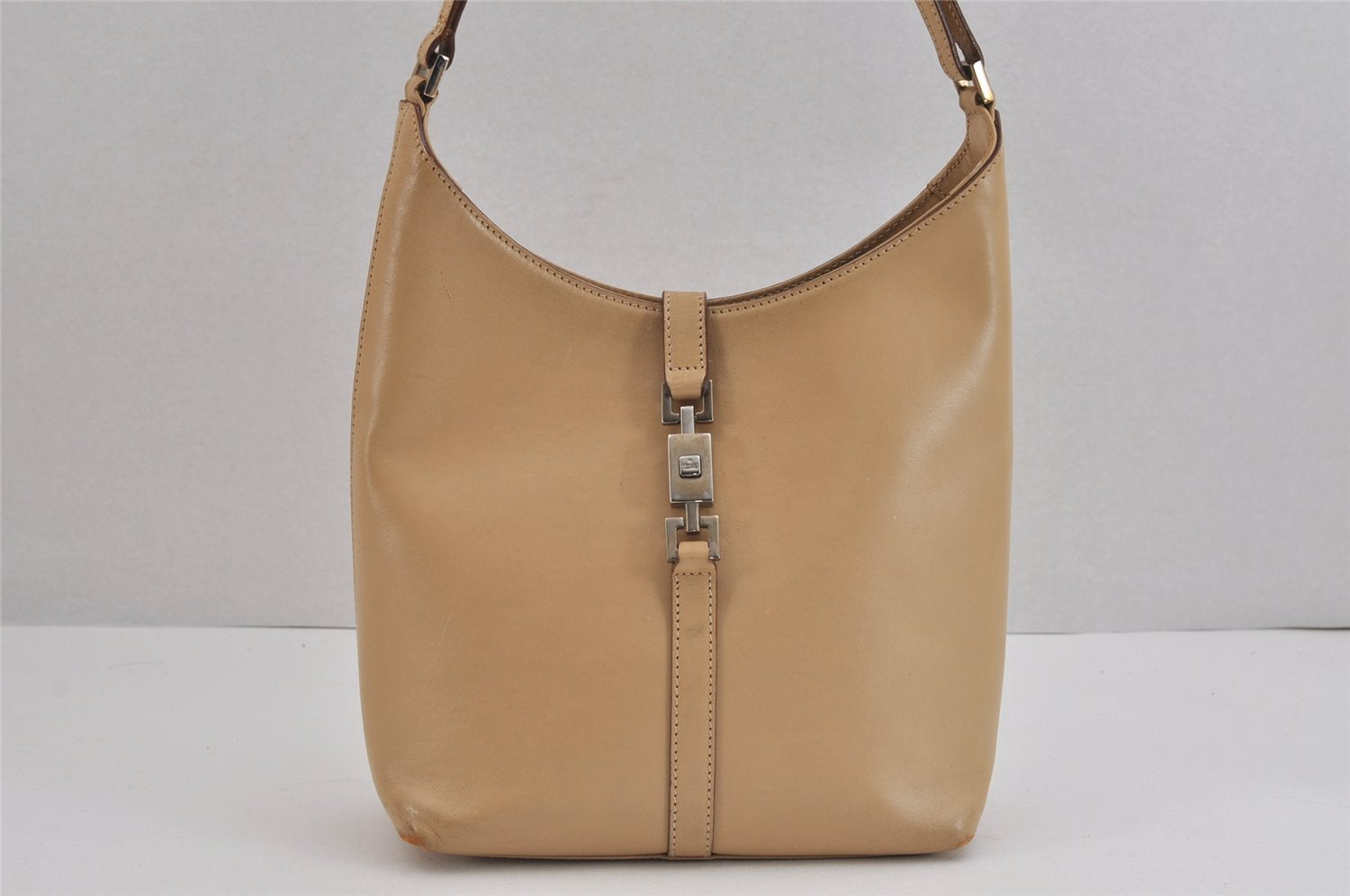 Authentic GUCCI Jackie Shoulder Bag Purse Leather 0013875 Beige 6226J