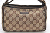 Authentic GUCCI Hand Bag Pouch Purse GG Canvas Leather 106644 Brown 6227K