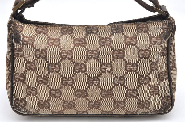 Authentic GUCCI Hand Bag Pouch Purse GG Canvas Leather 106644 Brown 6227K
