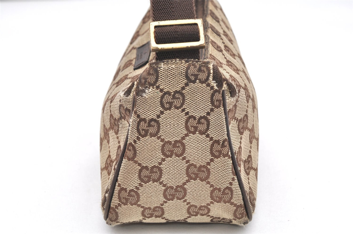 Authentic GUCCI Hand Bag Pouch Purse GG Canvas Leather 106644 Brown 6227K