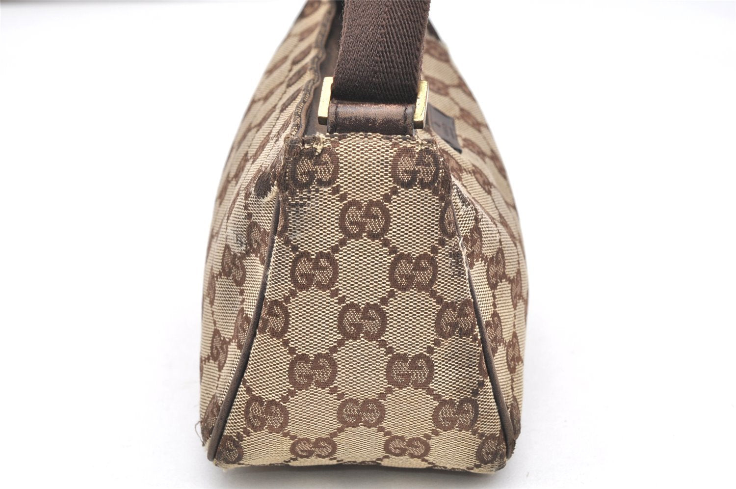 Authentic GUCCI Hand Bag Pouch Purse GG Canvas Leather 106644 Brown 6227K