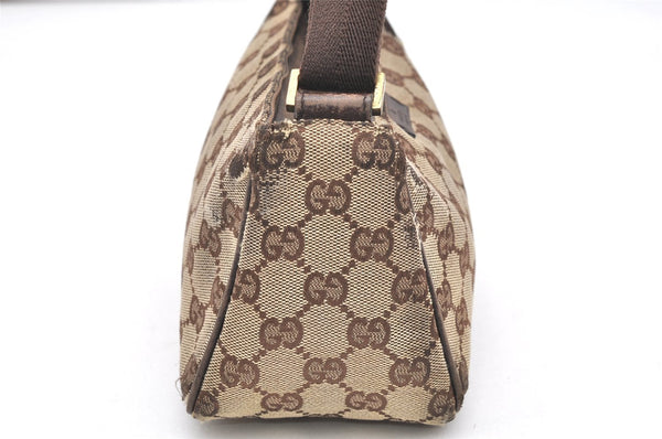 Authentic GUCCI Hand Bag Pouch Purse GG Canvas Leather 106644 Brown 6227K