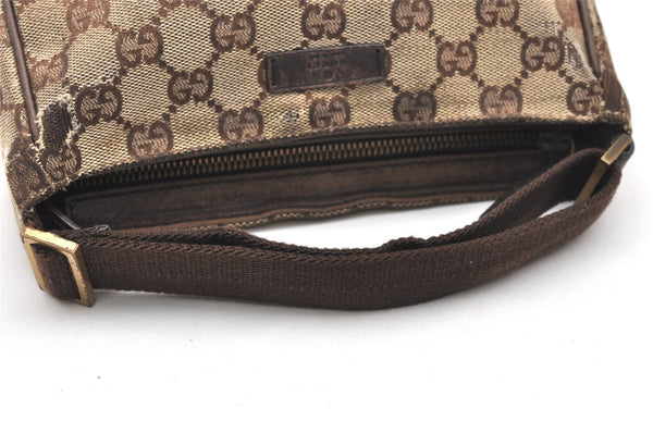 Authentic GUCCI Hand Bag Pouch Purse GG Canvas Leather 106644 Brown 6227K