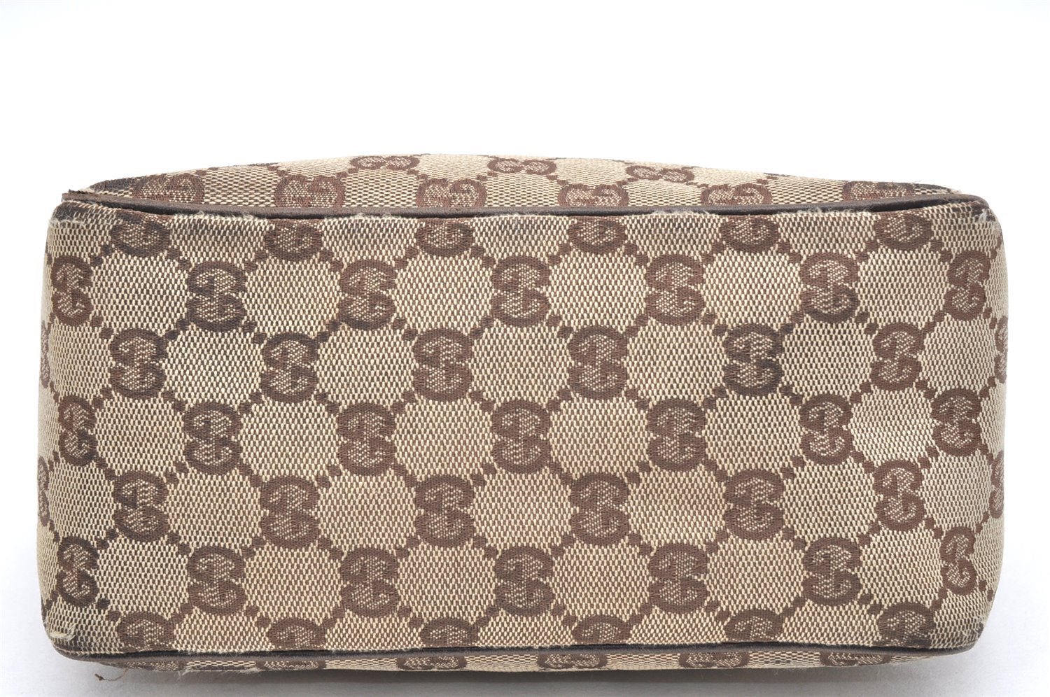 Authentic GUCCI Hand Bag Pouch Purse GG Canvas Leather 106644 Brown 6227K