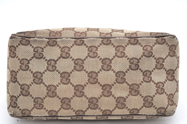 Authentic GUCCI Hand Bag Pouch Purse GG Canvas Leather 106644 Brown 6227K