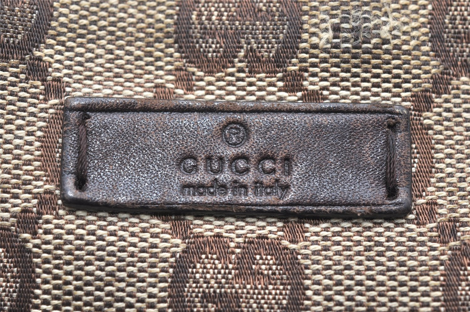 Authentic GUCCI Hand Bag Pouch Purse GG Canvas Leather 106644 Brown 6227K