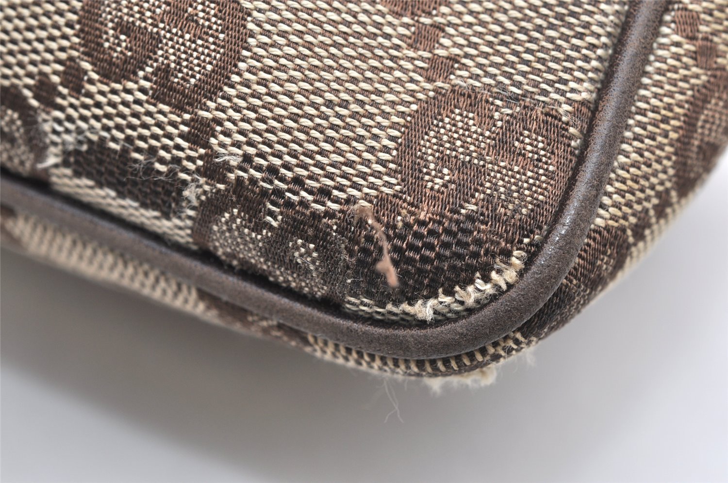 Authentic GUCCI Hand Bag Pouch Purse GG Canvas Leather 106644 Brown 6227K