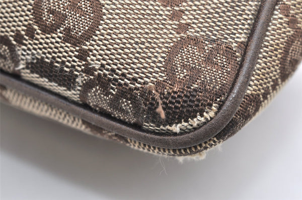 Authentic GUCCI Hand Bag Pouch Purse GG Canvas Leather 106644 Brown 6227K