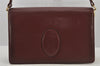 Authentic Cartier Must de Cartier Leather Shoulder Bag Bordeaux Red Junk 6228J