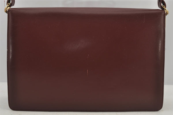 Authentic Cartier Must de Cartier Leather Shoulder Bag Bordeaux Red Junk 6228J