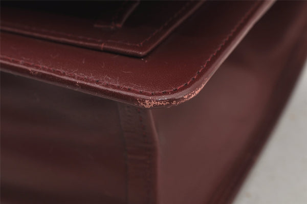 Authentic Cartier Must de Cartier Leather Shoulder Bag Bordeaux Red Junk 6228J