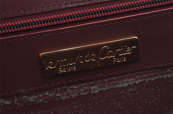 Authentic Cartier Must de Cartier Leather Shoulder Bag Bordeaux Red Junk 6228J