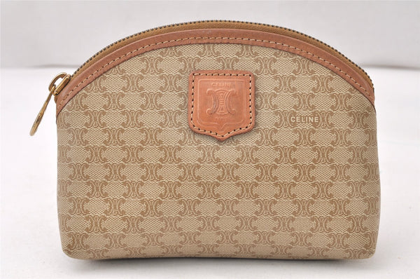 Authentic CELINE Macadam Blason Pattern Pouch Purse PVC Leather Beige 6228K