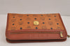 Authentic MCM Visetos Leather Vintage Clutch Hand Bag Purse Brown 6229J