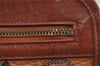 Authentic MCM Visetos Leather Vintage Clutch Hand Bag Purse Brown 6229J