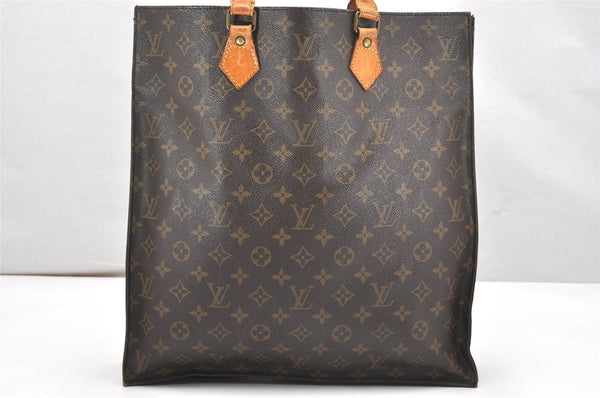 Authentic Louis Vuitton Monogram Sac Plat Hand Tote Bag M51140 LV 6229K