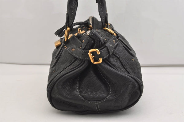 Authentic Chloe Vintage Paddington Leather Shoulder Hand Bag Black 6230J