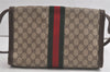 Authentic GUCCI Web Sherry Line Shoulder Cross Bag GG PVC Leather Brown 6230K