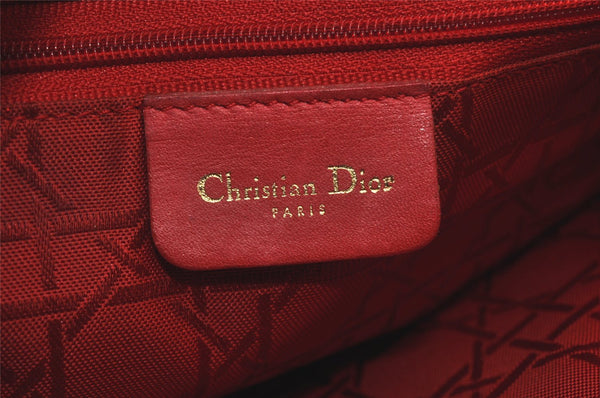 Authentic Christian Dior Lady Dior Cannage Nylon Hand Bag Black CD Junk 6231I
