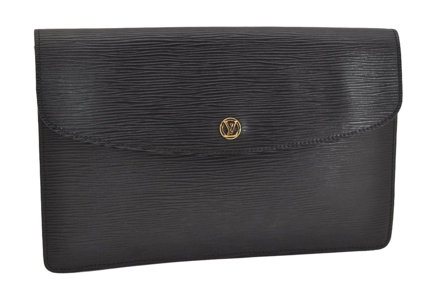 Authentic Louis Vuitton Epi Montaigne 27 Clutch Hand Bag Black M52652 LV 6231J