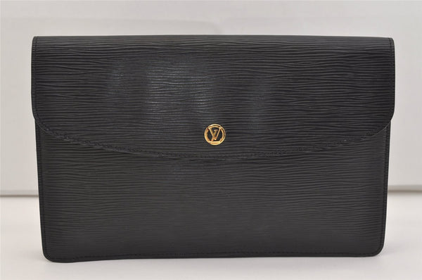 Authentic Louis Vuitton Epi Montaigne 27 Clutch Hand Bag Black M52652 LV 6231J