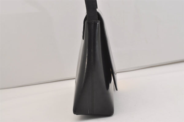 Authentic GUCCI Vintage Shoulder Bag Purse Enamel Black 6232J