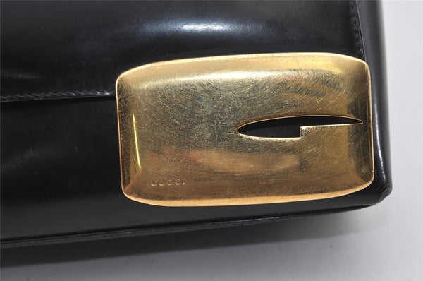 Authentic GUCCI Vintage Shoulder Bag Purse Enamel Black 6232J