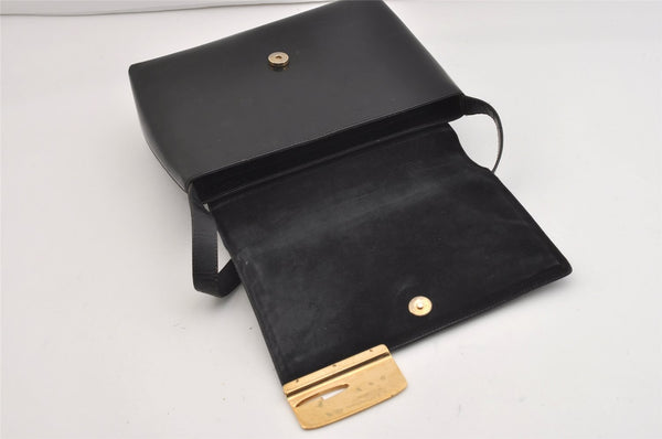 Authentic GUCCI Vintage Shoulder Bag Purse Enamel Black 6232J