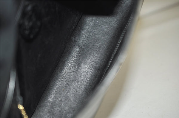 Authentic GUCCI Vintage Shoulder Bag Purse Enamel Black 6232J