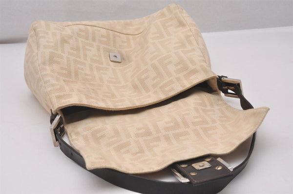 Authentic FENDI Zucca Mamma Baguette Shoulder Bag Canvas Leather Beige 6237I