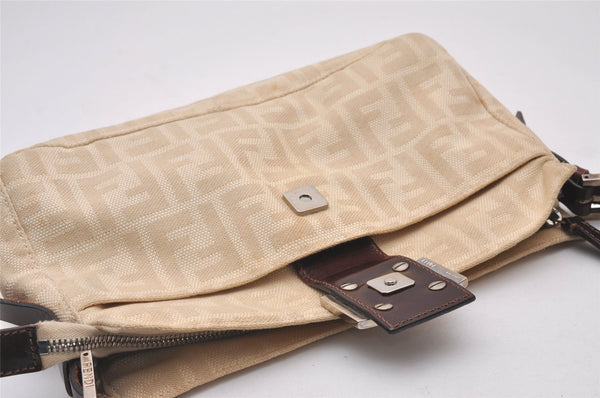 Authentic FENDI Vintage Zucca Shoulder Hand Bag Purse Canvas Leather Beige 6238I