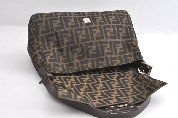 Authentic FENDI Zucca Mamma Baguette Shoulder Bag Canvas Leather Brown 6239I